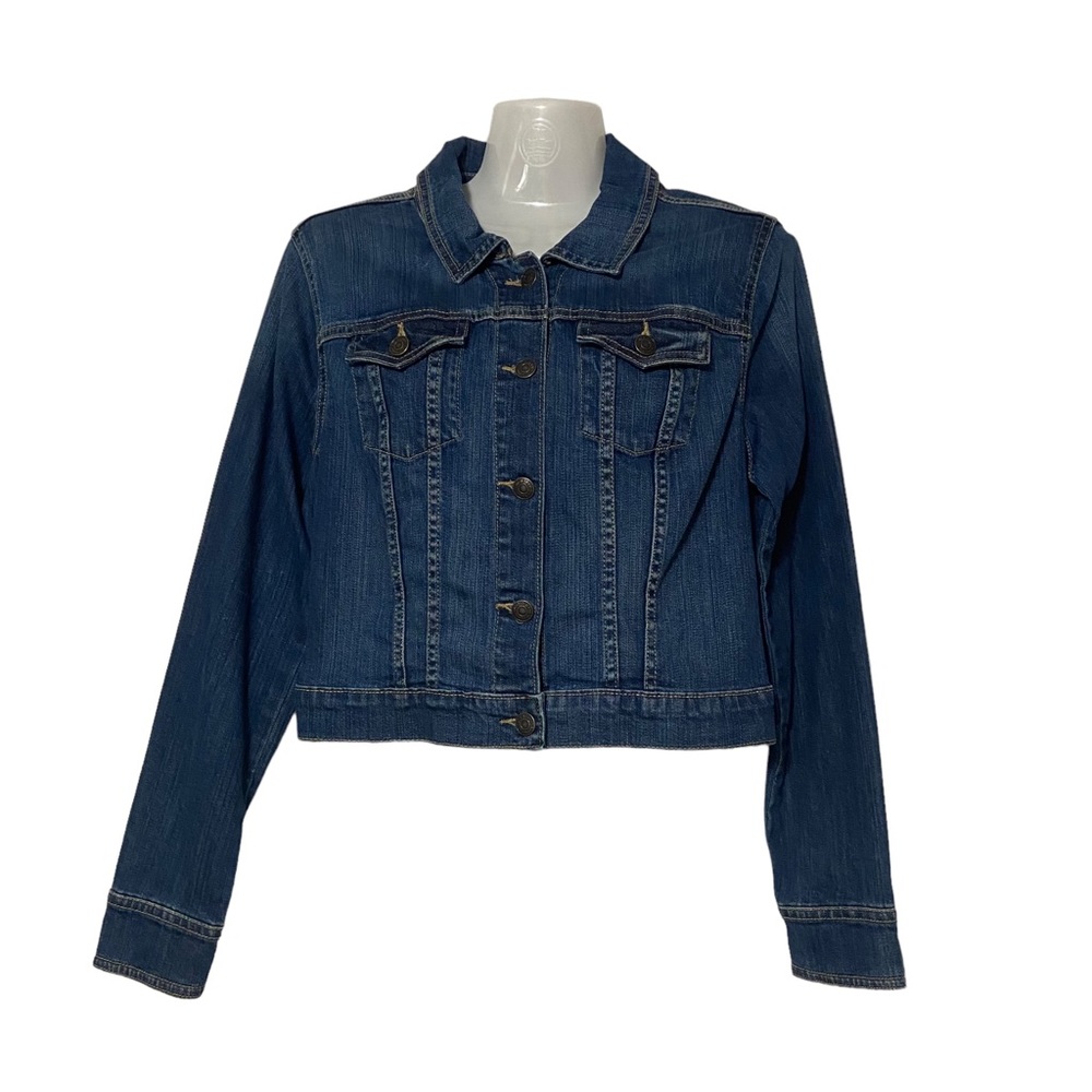 Women’s Classic Trucker Cropped Jean Jacket Blue